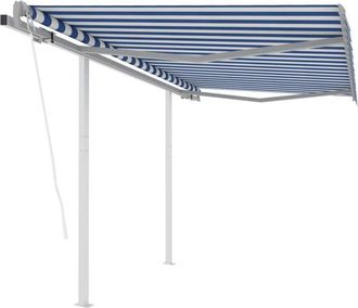 vidaXL Vidaxl - Toldo Retr&aacute;ctil Autom&aacute;tico Con Postes Azul Y Blanco 3x2,5 M