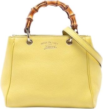 Gucci Pre-owned Vintage Satchel - Dames - Vintage Handtas - Geel - ONE Size - Leer - Vintage