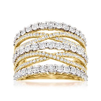 Ross-Simons Diamond Multi-Row Ring in 18kt Gold Over Sterling