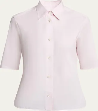 Jil Sander Elbow-Sleeve Slim Button-Down Shirt