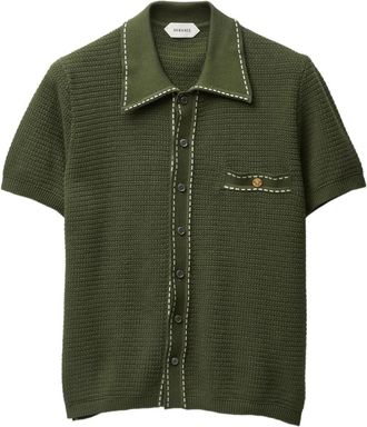 Versace Gebreid katoenen shirt - Heren - Polos - Groen - M - Katoen - Tops