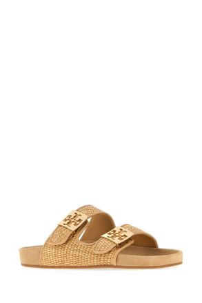 Tory Burch Womens Raffia Mellow Slippers Beige Flat Shoes