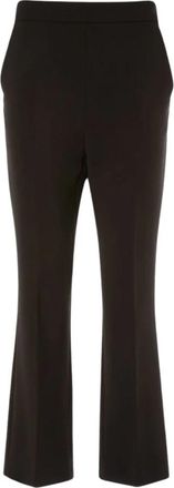 Max Mara High Waist Zwarte Flare Broek - Dames - Wijde Broeken - Zwart - L - Wol - Broeken
