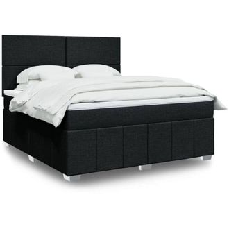 vidaXL Vidaxl - Cama Box Spring Con Colch&oacute;n Tela Negro 180x200 Cm