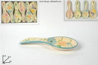 Trade Shop Set 6 Pezzi Poggiamestolo Poggia Mestolo In Ceramica Decoro Fiori Cucina - - Trade Shop Traesio