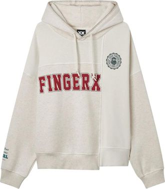 Fingercroxx patchwork hoodie - women - Cotton/Polyester - S - Neutrals