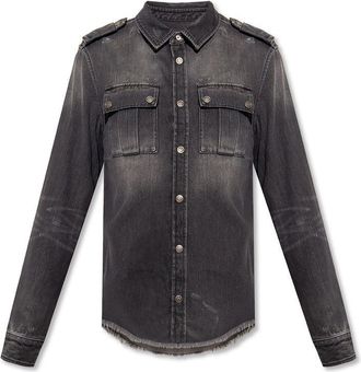Balmain Black Denim Mens Shirt