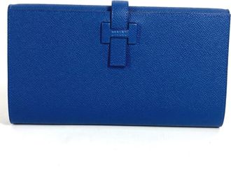 Herm&egrave;s Blue Epsom Leather Long Wallet (Bi-Fold) (Pre-Owned)