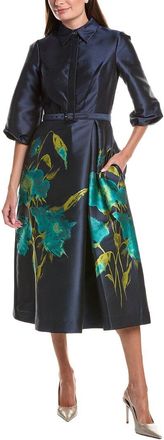Teri Jon by Rickie Freeman Teri Jon By Rickie Freeman Jacquard Floral Puff Sleeve Belted Shirtdress