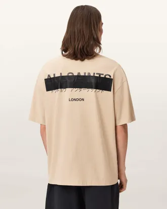 AllSaints Cotton Redact Oversized Embroidered Logo T-Shirt, Size: XXL