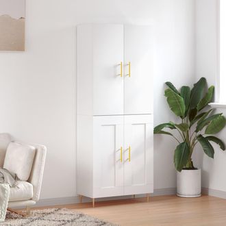vidaXL Vidaxl - Aparador Alto Madera Contrachapada Blanco 69,5x34x180 Cm