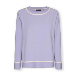 Elena Miro Gestreepte Jersey van Viscosemix - Dames - Ronde hals truien - Paars - XS - Polyester - Truien & Vesten
