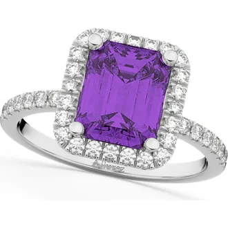 Allurez Amethyst & Diamond Engagement Ring 14k in 3.32Ct/white Gold at Nordstrom, Size 6.5