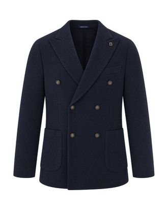 Breras Milano Navy Textured Double-Breasted Jacket