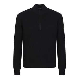 Stone Island Turtlenecks, male, Blue, Size: S Basic Half Zip Sweater