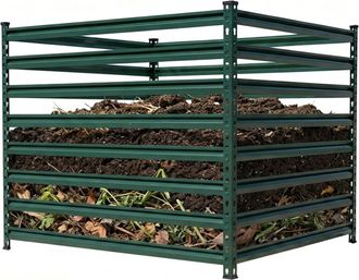 Relaxdays Relaxdays Compostador Met&aacute;lico Para Jard&iacute;n, 90x100x100 Cm, 900 L, Hojas Y C&eacute;sped, Varillas, Acero, Verde