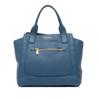 Miu Miu Pre-owned Womens Vitello Daino Tote - Blue Leather - One Size