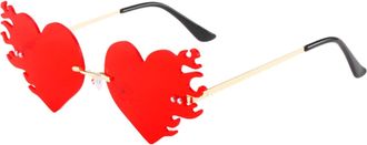 Generic Retro Oval Sunglasses for Women Rimless Sunglasses Heart Shape Vintage Sunglasses Glasses Glasses Tone Retro Irregular Unisex compatible with Polarize