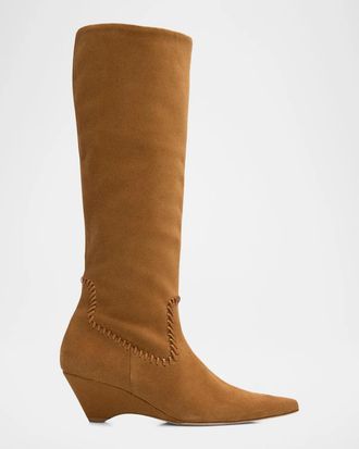 Cinq &agrave; Sept Resort Marta 60MM Whipstitched Suede Boots