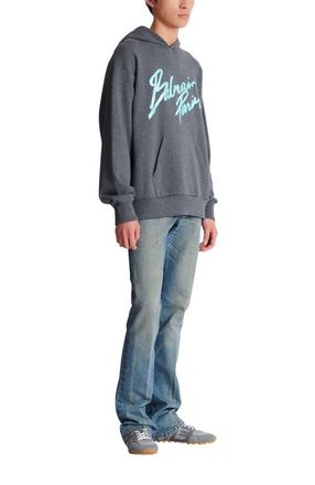 Balmain Printed hoodie in Grey at Nordstrom, Size Xx-Large
