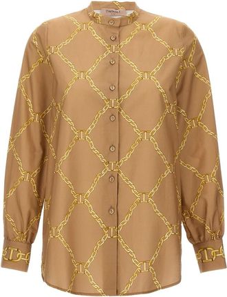 Twinset Dames, Blouses & Shirts, Beige, Maat: 2XS Katoen
