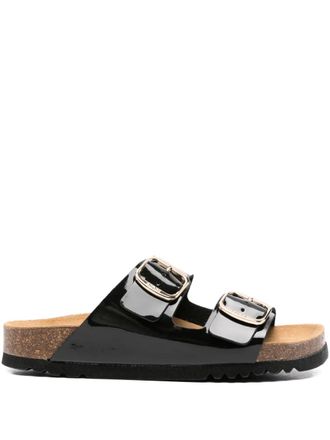 Scholl patent-finish buckle sandals - Black