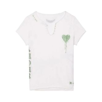 Zadig&Voltaire T-Shirts, female, White, Size: XS Tunisien Multi Heart T-shirt
