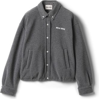 Miu Miu Fleece Blouson Jacket, Woman, Grey, Size 36