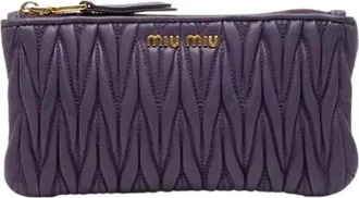 Miu Miu Pre-owned Wallets, female, Purple, Size: ONE SIZE Pre-owned Quilted Pouch