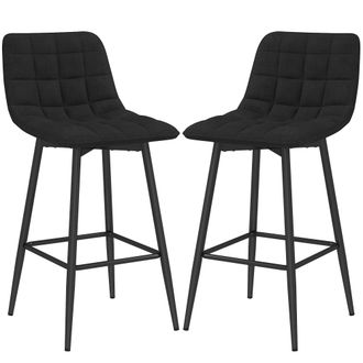 HOMCOM Set 2 Sgabelli Alti Stile Nordico In Tessuto Effetto Velluto Nero - Homcom