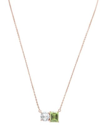 Suzy Levian Rose Gold Over Silver 5.00 ct. tw. Gemstone Toi et Moi Necklace