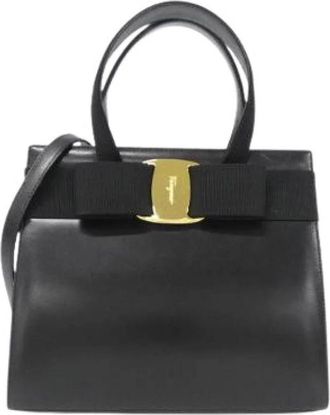 Ferragamo Pre-owned Handbags, female, Black, Size: ONE SIZE Pre-owned Leather Handbag