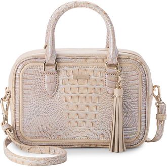 Brahmin Mara Croc Embossed Leather Top Handle Bag in Pearl Admire at Nordstrom