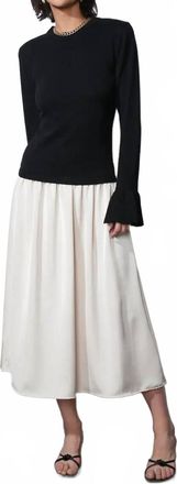 Greylin Jovie Twofer Sweater Midi Dress In Black/white