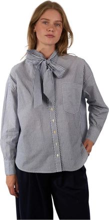Jcsophie Overhemden, Dames, Veelkleurig, M, Katoen, Gestreept blouse met strikdetail