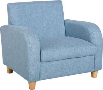 HOMCOM Child Armchair Wood Frame w/ Padding Seat Low-Rise Bedroom Blue - Homcom