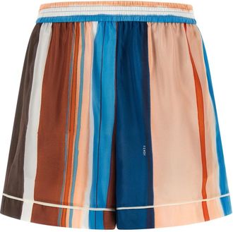 Fendi Korte Broeken, Dames, Veelkleurig, 2Xs, Gestreepte Zijde Korte Broek
