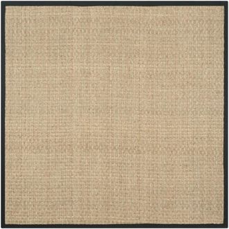Safavieh Alfombra fibra natural de pastos marinos beige/negro, 244 x 244 cm