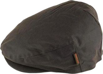 Barbour Cheviot Wax Flat Cap Olijf - Heren - Petten - Bruin - S - Katoen - Accessoires