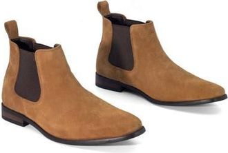 Uncut Stapleton almond toe Chelsea dress boot in Tan Cow Suede at Nordstrom, Size 11
