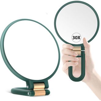 OEM Espejo De Aumento De Bolsillo, Espejo De Aumento De Viaje De Doble Cara Con Aumento De 30x/1x, Mango Ajustable De 360&deg;, Espejo De Maquillaje Port&aacute;til