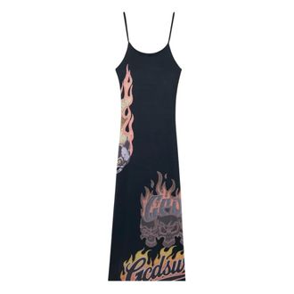 GCDS Riders Long Dress - - Dresses - Donna - Nero - S