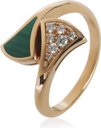 Bulgari Pre-Owned BVLGARI Rose Gold Malachite and Diamond Divas Dream Ring
