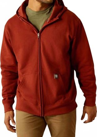 Ariat Mens Rebar Workman Born Hoodie In Burnt_Henna