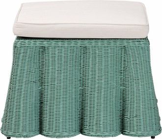 Baxton Studio Palm Bohemian Scallop Rattan Ottoman