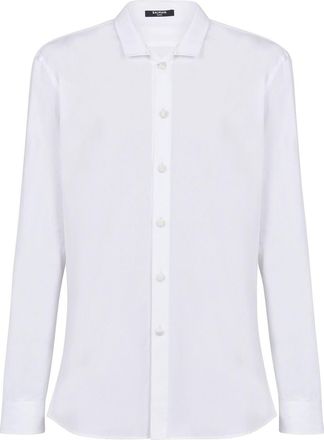 Balmain slim-cut poplin shirt - men - Cotton - 40 - White