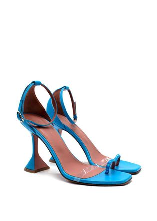 Amina Muaddi Blue Oya Heeled Sandals Size 37
