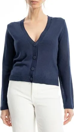 Max Studio V-Neck Cardigan in Dark Navy at Nordstrom Rack, Size X-Small