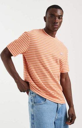 Lacoste T-shirt oversize arancione con righe a contrasto
