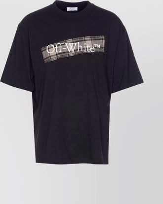 Off-white crewneck t-shirt with plaid back print